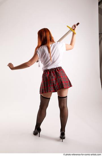 Woman Adult Average White Fighting with sword Standing poses Casual