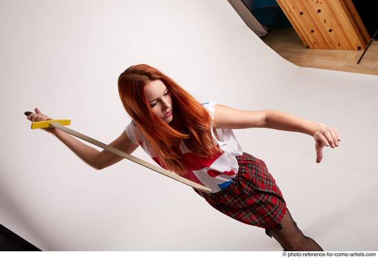 Woman Adult Average White Fighting with sword Standing poses Casual