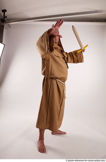 Man Adult Chubby White Fighting with sword Standing poses Coat