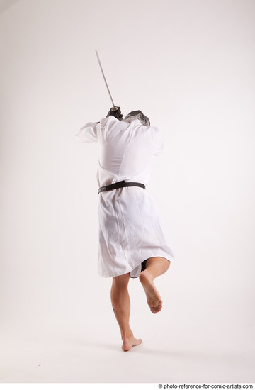 Man Adult Chubby White Fighting with sword Fight Coat