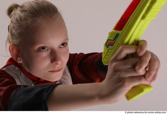 Woman Young Athletic White Fighting with gun Standing poses Army