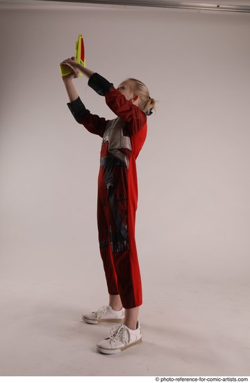 Woman Young Athletic White Fighting with gun Standing poses Army