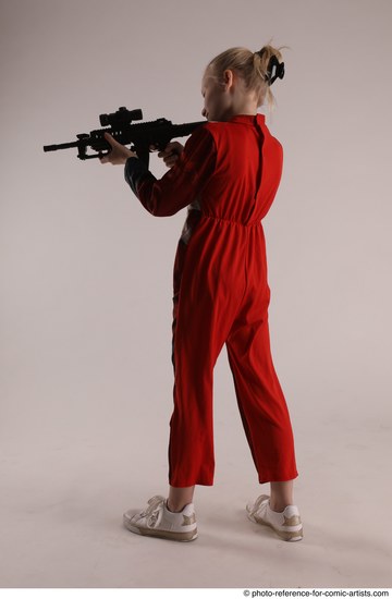 Woman Young Athletic White Fighting with gun Standing poses Army