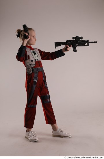 Woman Young Athletic White Fighting with gun Standing poses Army