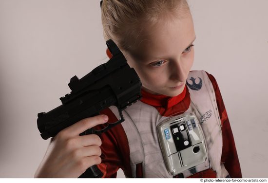 Woman Young Athletic White Fighting with gun Standing poses Army