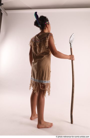 Woman Young Average Black Fighting with spear Standing poses Casual