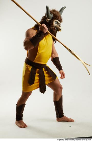 Man Adult Average Fighting with spear Standing poses Casual