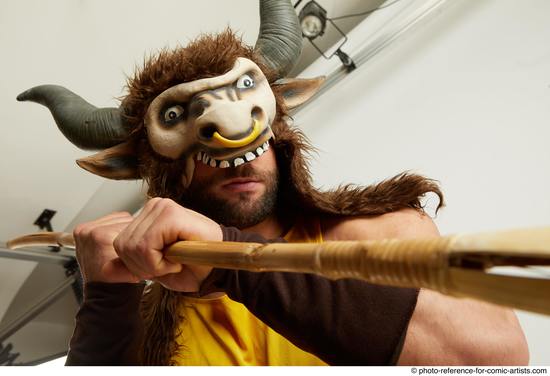 Man Adult Average Fighting with spear Standing poses Casual