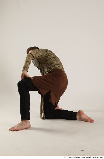 Man Adult Athletic White Kneeling poses Casual Dance