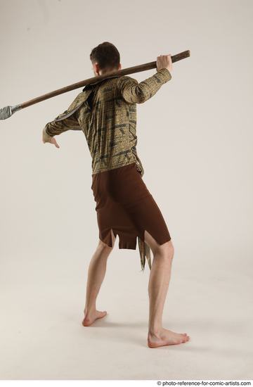 Man Adult Athletic White Fighting with spear Standing poses Casual