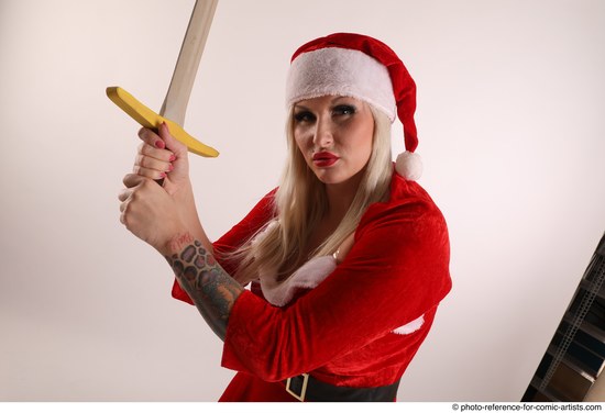 Woman Adult Average White Fighting with sword Standing poses Coat