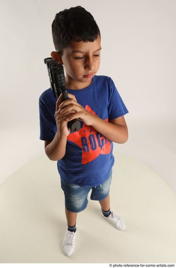 Man Young Athletic White Fighting with gun Standing poses Casual