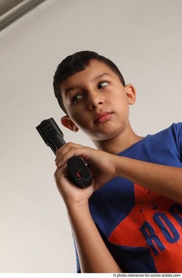 Man Young Athletic White Fighting with gun Standing poses Casual