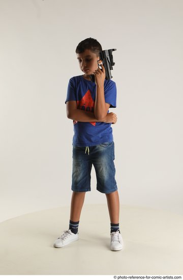 Man Young Athletic White Fighting with gun Standing poses Casual