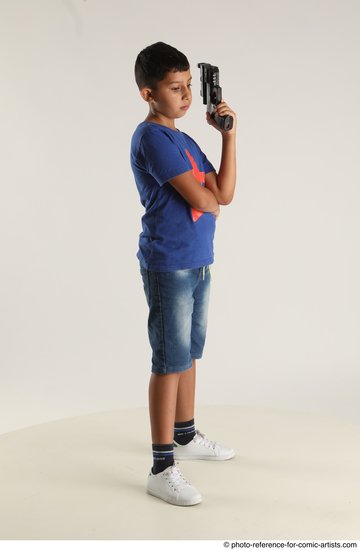 Man Young Athletic White Fighting with gun Standing poses Casual