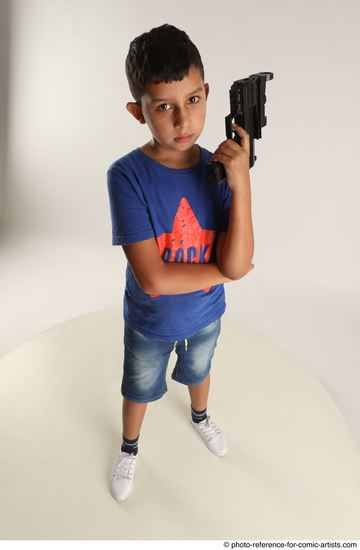 Man Young Athletic White Fighting with gun Standing poses Casual