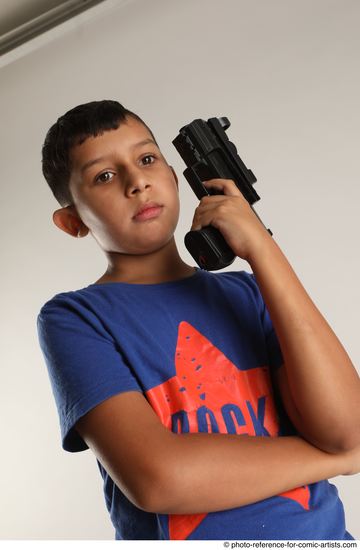 Man Young Athletic White Fighting with gun Standing poses Casual