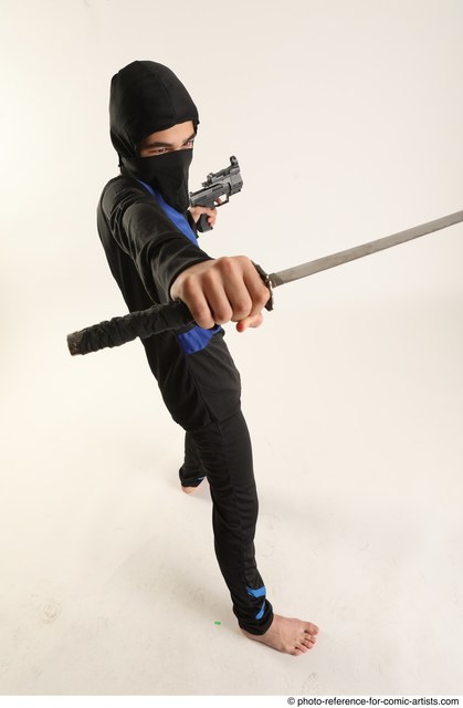 Ninja samurai with katana in attack pose Stock Photo | Adobe Stock