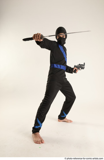 Man Young Athletic Fighting with sword Standing poses Casual Asian