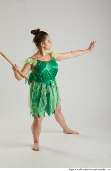 Woman Adult Average White Fighting with spear Standing poses Casual