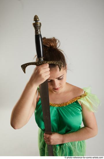 Woman Adult Average White Fighting with sword Standing poses Casual