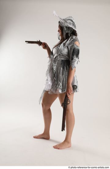 Woman Adult Average White Fighting with gun Standing poses Coat