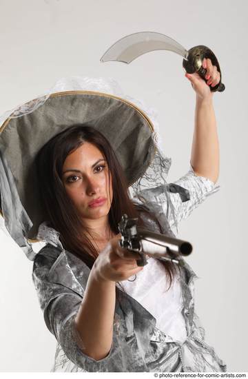 Woman Adult Average White Fighting with gun Standing poses Casual