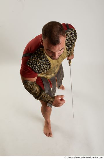 Man Adult Muscular White Fighting with sword Standing poses Army