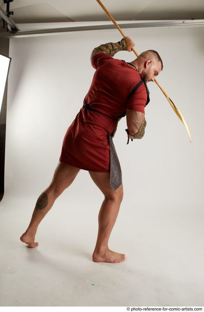 man adult muscular white fighting with spear standing poses army jacob pose 640v640rpoD