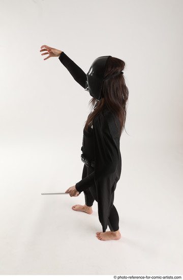 Woman Adult Average White Fighting with sword Standing poses Coat