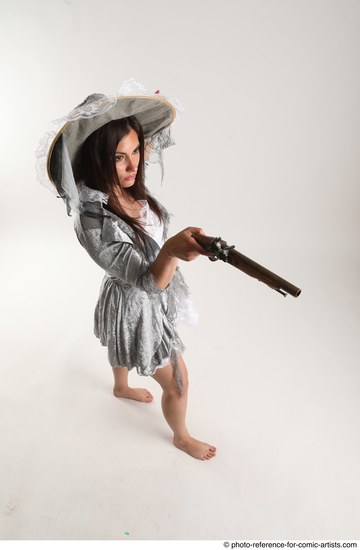 Woman Adult Athletic White Fighting with gun Standing poses Casual