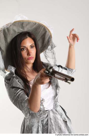 Woman Adult Athletic White Fighting with gun Standing poses Casual