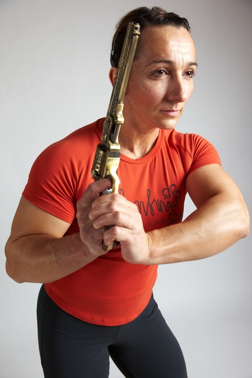 Woman Adult Average White Fighting with gun Standing poses Casual