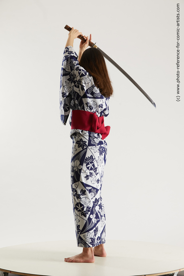 Woman Adult Average Fighting with sword Standing poses Asian Costumes