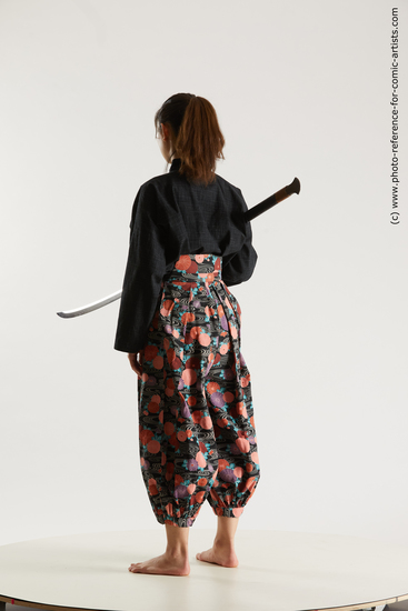 Woman Adult Athletic Fighting with sword Standing poses Asian Costumes