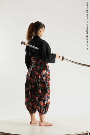 Woman Adult Athletic Fighting with sword Standing poses Asian Costumes