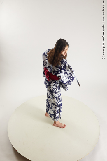 Woman Young Athletic Fighting with sword Standing poses Asian Costumes