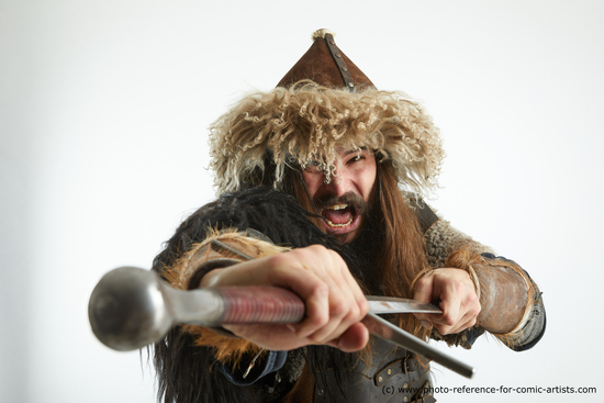 Man Adult Average White Fighting with sword Fight Costumes