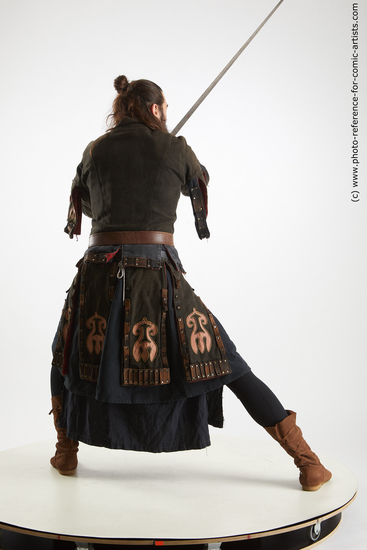 Man Adult Athletic Fighting with sword Standing poses Costumes