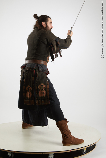 Man Adult Athletic Fighting with sword Standing poses Costumes