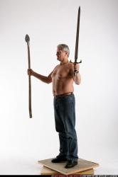 Man Old Chubby White Martial art Standing poses Pants