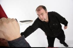 Old Chubby White Fighting with knife Fight Casual Men