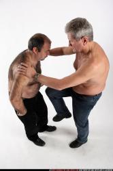 Old Chubby White Kick fight Moving poses Casual Men