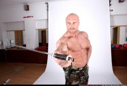 Man Adult Muscular White Fighting with knife Standing poses Army