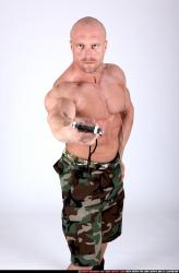 Man Adult Muscular White Fighting with knife Standing poses Army