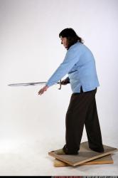 Woman Old Chubby White Fighting with sword Standing poses Casual