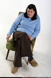 Woman Old Chubby White Daily activities Sitting poses Casual