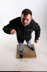 Man Adult Chubby White Fighting with knife Standing poses Casual