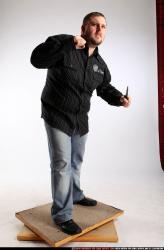 Man Adult Chubby White Fighting with knife Standing poses Casual