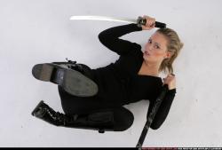 Woman Adult Athletic White Fighting with sword Perspective distortion Casual
